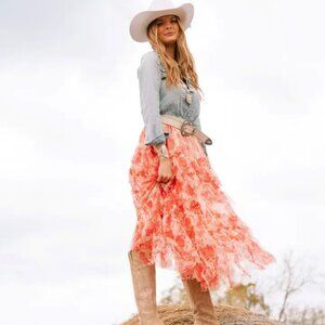 Rodeo Quincy Rose Mesh Skirt NEW